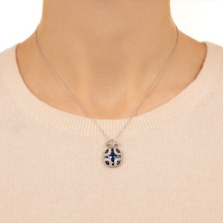 Art Deco Style Sapphire and Diamond Pendant