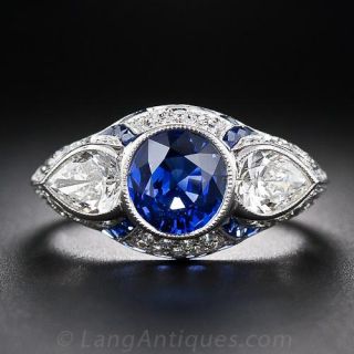 Art Deco Style Sapphire and Diamond Ring