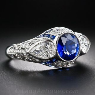 Art Deco Style Sapphire and Diamond Ring