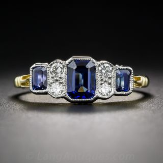 Art Deco Style Sapphire and Diamond Ring - 1