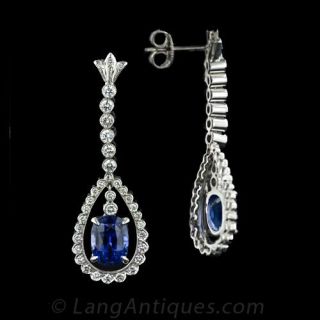 Art Deco Style Sapphire Drop Earrings