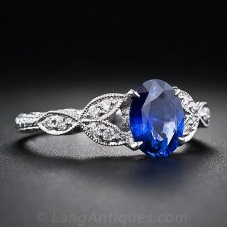 Art Deco Style Sapphire Engagement Ring