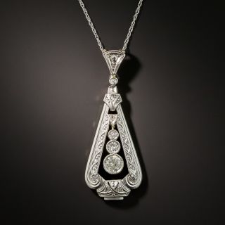 Art Deco Style Three-Diamond Pendant - 2