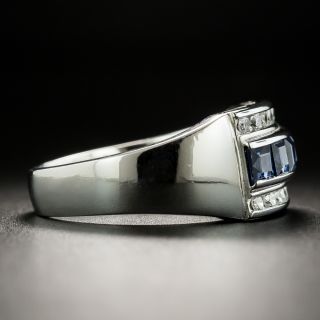 Art Deco-Style Three-Row Sapphire and Diamond Band Ring