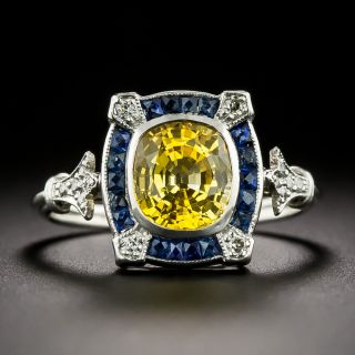 Art Deco-Style Yellow Sapphire Ring -  GIA - 3