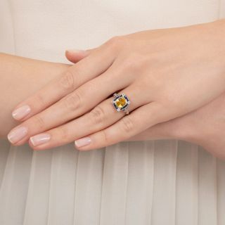 Art Deco-Style Yellow Sapphire Ring -  GIA