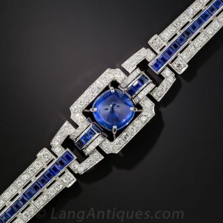 Art Deco Sugarloaf Sapphire and Diamond Bracelet - 2