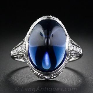 Art Deco Synthetic Cabochon Sapphire Ring