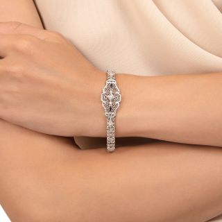 Art Deco Synthetic Sapphire and Diamond Bracelet