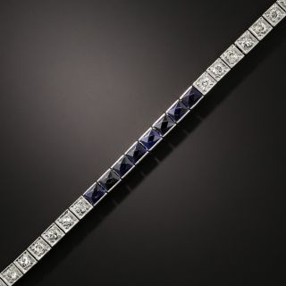 Art Deco Synthetic Sapphire and Diamond Line Bracelet - 2