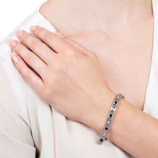 Art Deco Synthetic Sapphire and Diamond Line Bracelet
