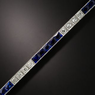 Art Deco Synthetic Sapphire and Diamond Line Bracelet