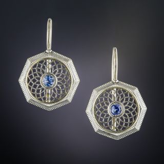Art Deco Synthetic Sapphire  Earrings