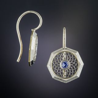 Art Deco Synthetic Sapphire  Earrings