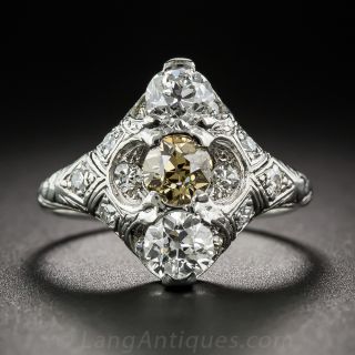 Art Deco Three-Stone Diamond and Platinum Dinner Ring