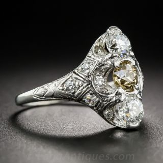 Art Deco Three-Stone Diamond and Platinum Dinner Ring