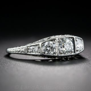 Art Deco Three-Stone Diamond and Platinum Ring