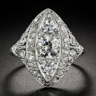 Art Deco Three-Stone Diamond Dinner Ring
