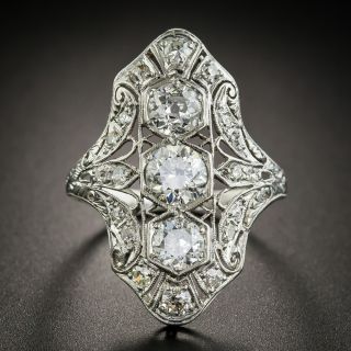 Art Deco Three Stone Diamond Dinner Ring  - 1