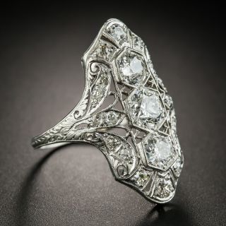 Art Deco Three-Stone Diamond Dinner Ring 