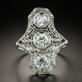 Art Deco Three-Stone Diamond Dinner Ring  - 2
