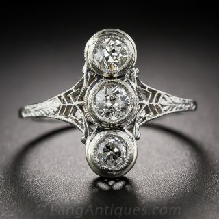 Art Deco Three-Stone Diamond Dinner Ring