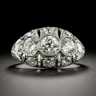 Art Deco Three-Stone Diamond Domed Ring - 3