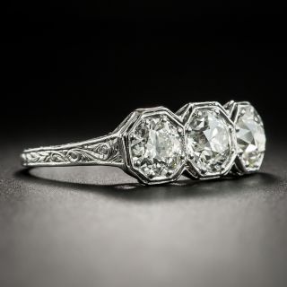 Art Deco Three-Stone Diamond Platinum Ring - 2.45 Carats