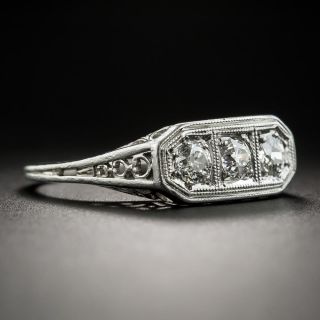 Art Deco Three-Stone Diamond Platinum Ring