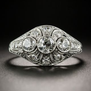 Art Deco Three-Stone Diamond Platinum Ring