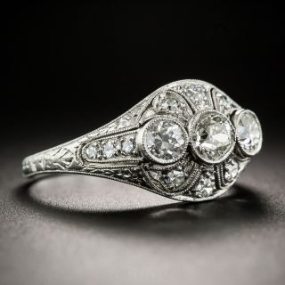 Art Deco Three-Stone Diamond Platinum Ring