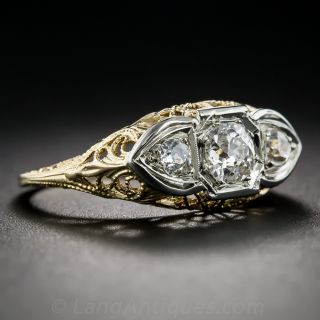Art Deco Three-Stone Diamond Ring