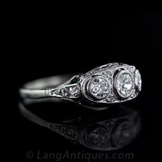 Art Deco Three Stone Diamond Ring