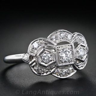 Art Deco Three Stone Diamond Ring