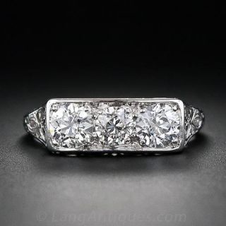 Art Deco Diamond three stoneEngagement Ring 
