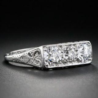 Art Deco Three-Stone Diamond Ring
