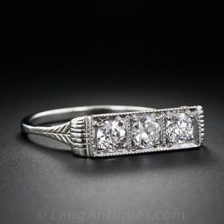 Art Deco Three Stone Diamond Ring