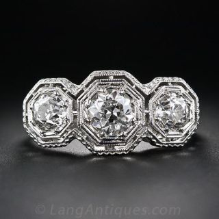Art Deco Three-Stone Diamond Ring