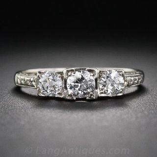 Art Deco Three Stone Diamond Ring