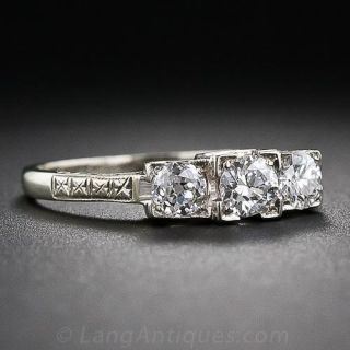 Art Deco Three Stone Diamond Ring