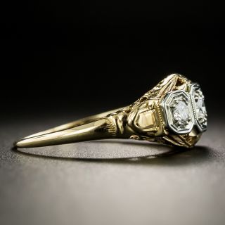 Art Deco Three-Stone Diamond Ring by Klebanoff & Grossman