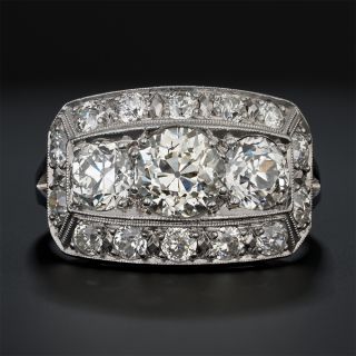 Art Deco Three-Stone Diamond Ring - GIA L VS2 Center - 2