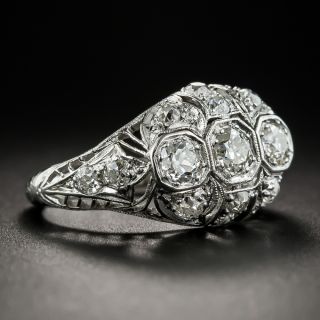 Art Deco Three-Stone Platinum Diamond Ring 