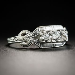 Art Deco Three-Stone Platinum Diamond Ring