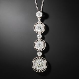 Art Deco Three-Stone (Plus) Diamond Pendant - GIA - 4