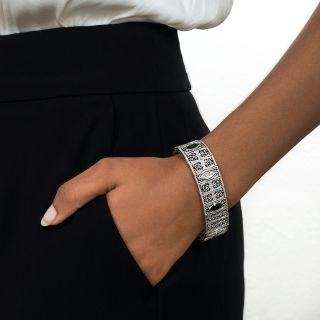 Art Deco Tourmaline and Diamond Filigree Bracelet by Charles Keller