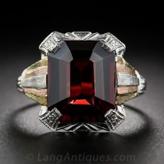 Art Deco Tri-Color Garnet Ring 