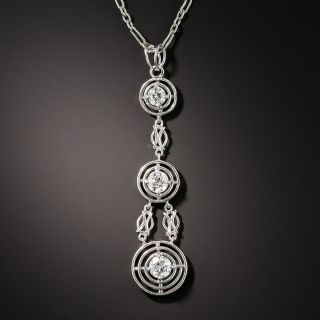 Art Deco Triple Diamond Drop Necklace