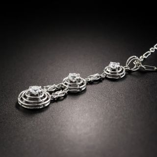 Art Deco Triple Diamond Drop Necklace
