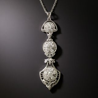 Art Deco Triple Drop Diamond Necklace - 3